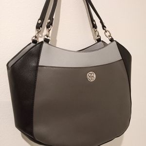 Bosca Bag Black Light and Dark Grey Color Block Brand New Shoulder Bag/ Hand Bag